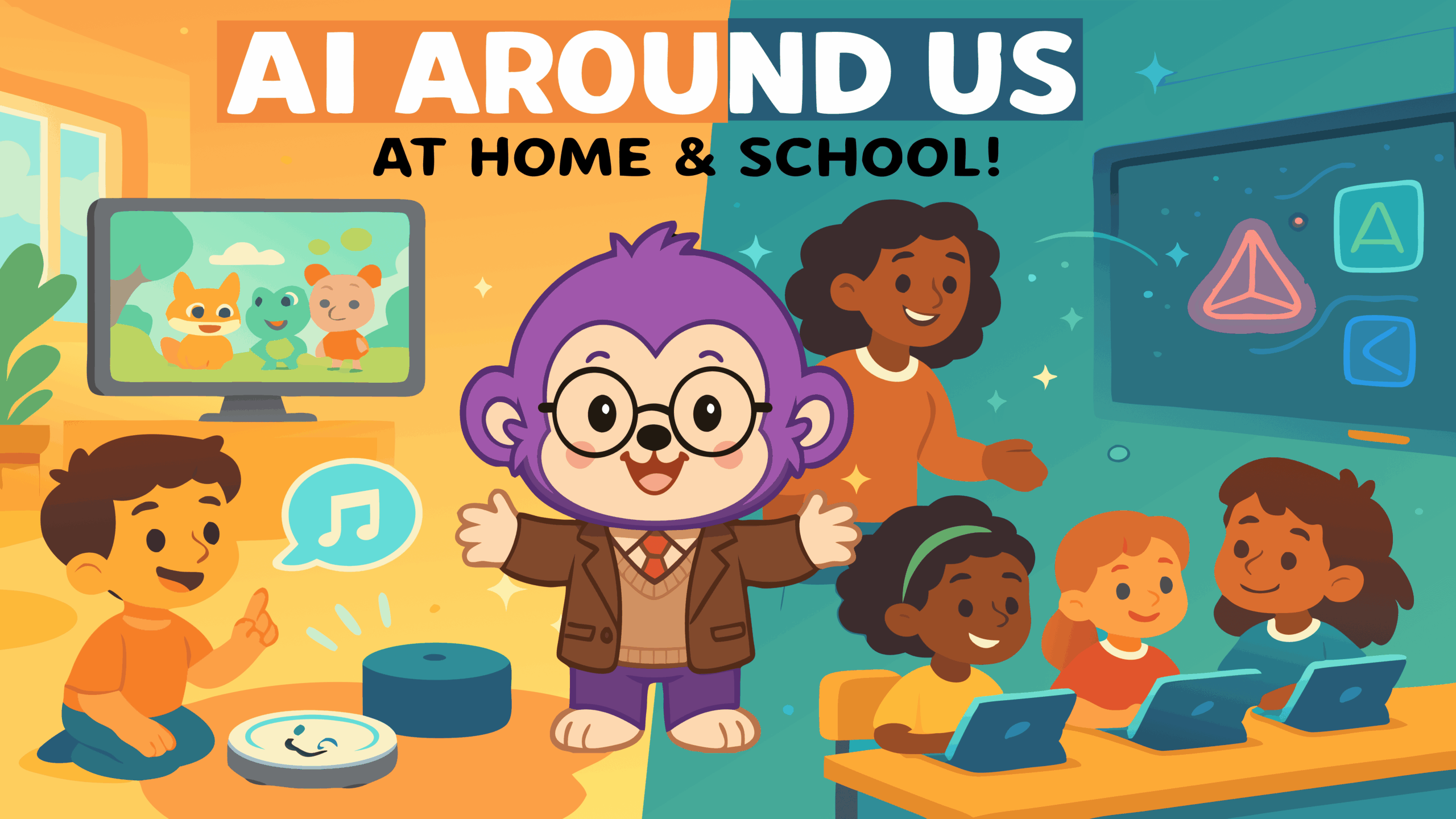 0-3:03: AI Around Us – At Home & School